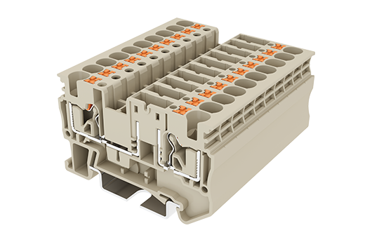 Cầu đấu gắn cầu chì Dinkle DP4N-TFU | 400V | 10A | 4 mm² (màu Beige)